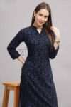 Navy Blue Abstract Printed Kurti: Contemporary Style Statement