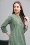 Sophisticated bottle green kurti with eco-friendly coconut buttons